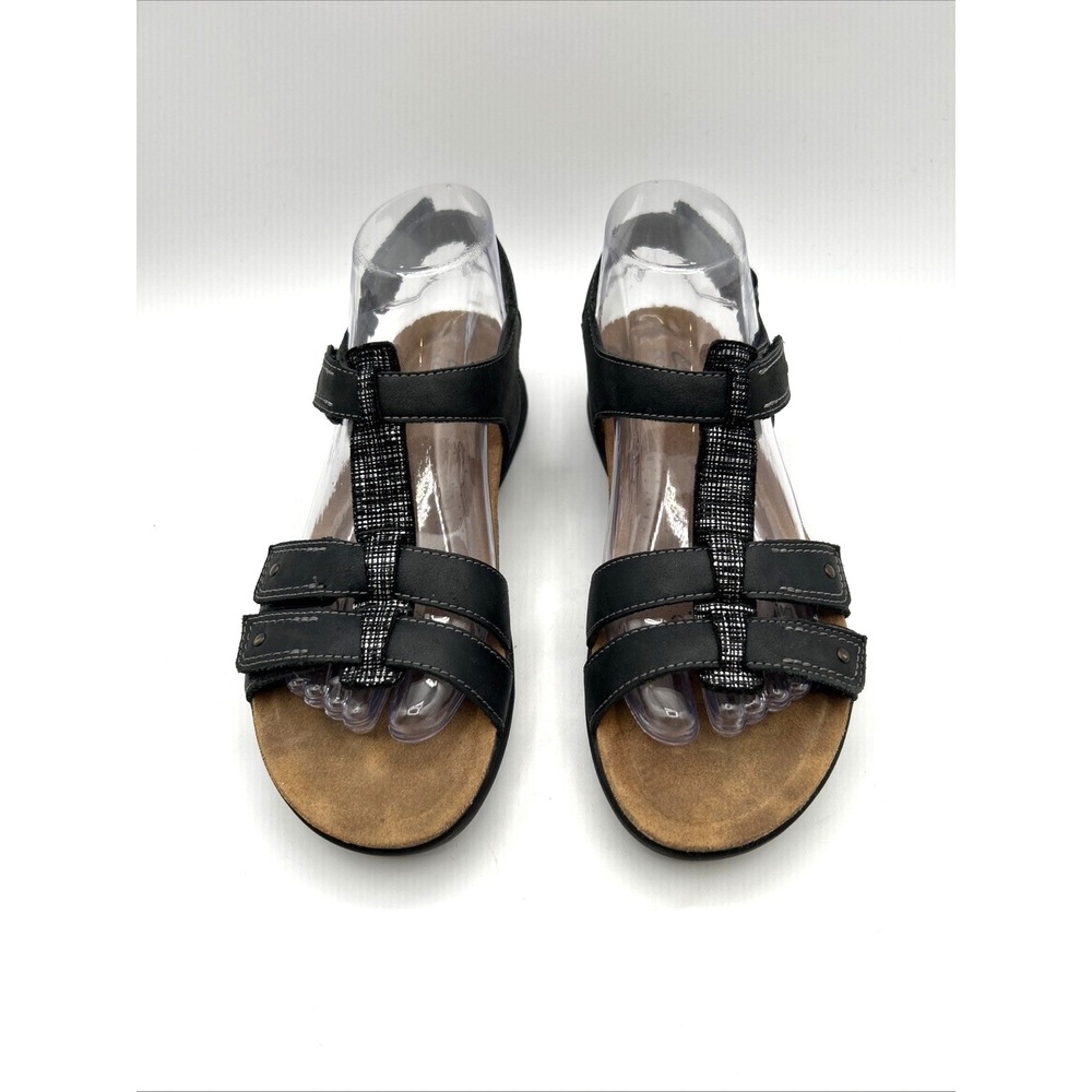 Clarks Collection Sandals Women 8 Black April Cove Strappy Comfort Walking Shoes